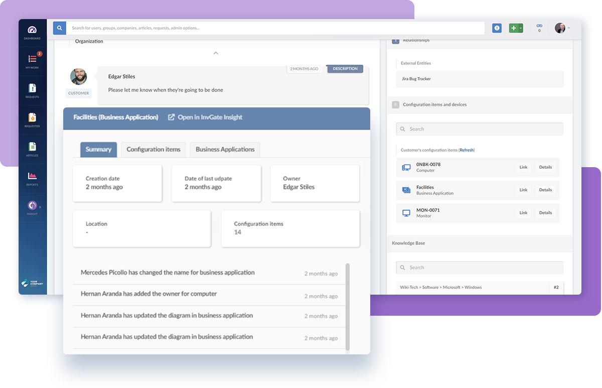 asignar licenciasde software invgate insight ssa consulting